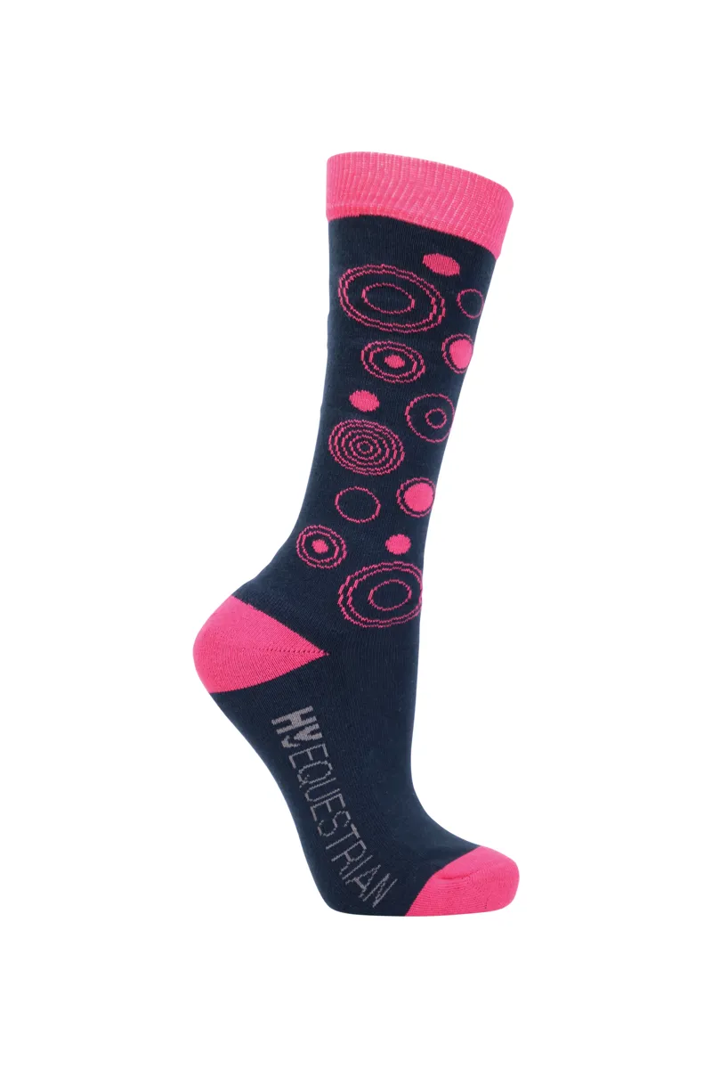 Hy Equestrian DynaMizs Ecliptic Socks - Pack of 3 - Navy/Magenta-1